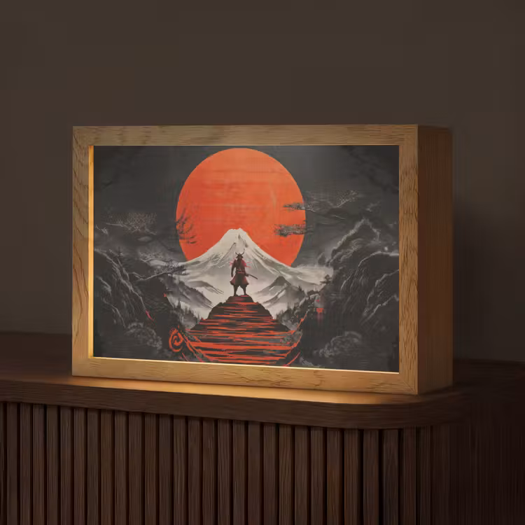 Krijger - Rode trappen - Zon - Berg Light Box met kabel (Tafellamp) klein -z3d_website