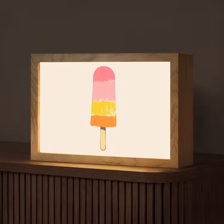 Waterijsje - Retro - Stokje - Roze Light Box met kabel (Tafellamp) klein -z3d_website