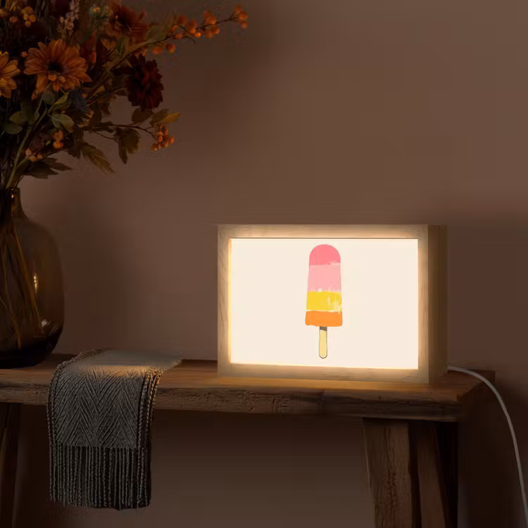 Waterijsje - Retro - Stokje - Roze Light Box met kabel (Tafellamp) klein -sfeer4