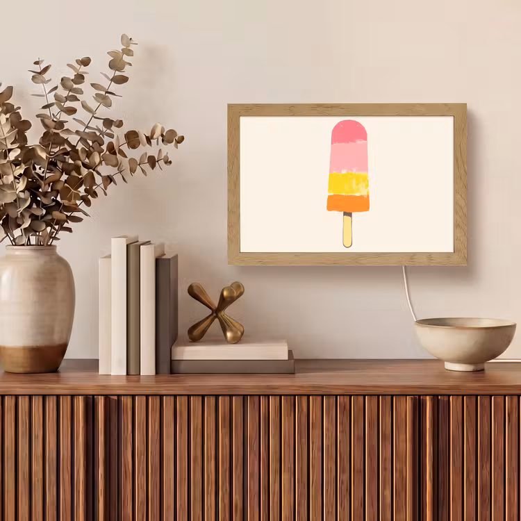 Waterijsje - Retro - Stokje - Roze Light Box met kabel (Tafellamp) klein -sfeer2