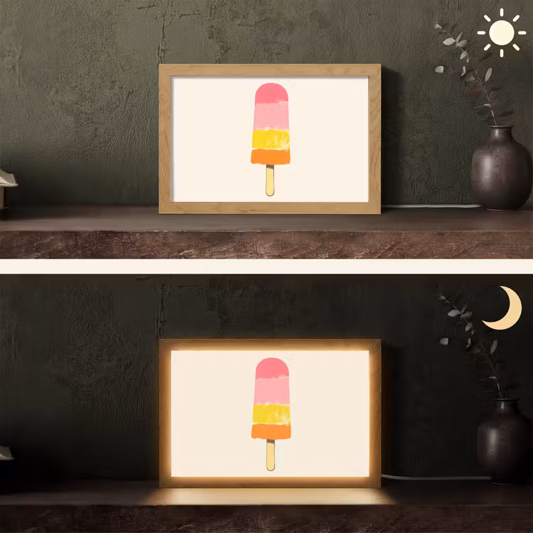 Waterijsje - Retro - Stokje - Roze Light Box met kabel (Tafellamp) klein -sfeer3