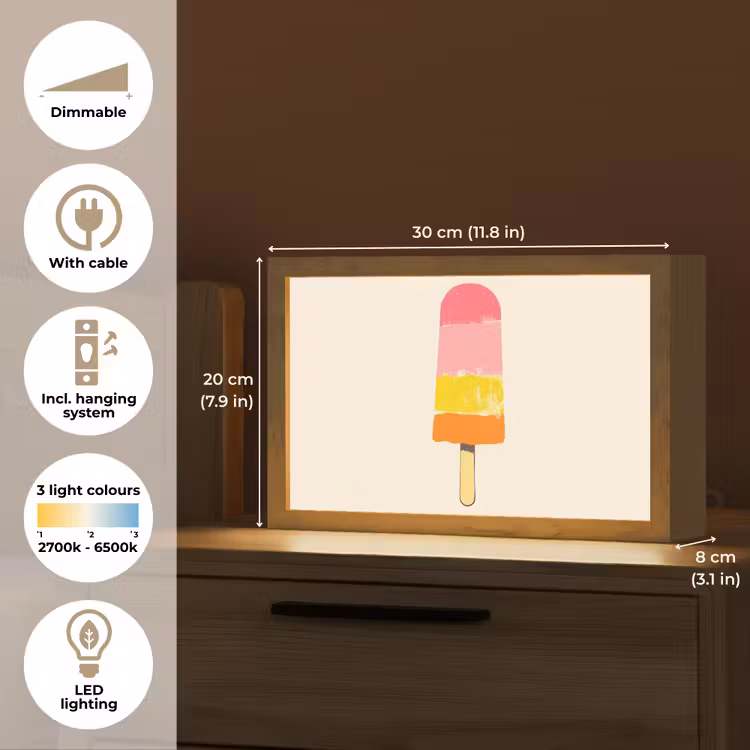 Waterijsje - Retro - Stokje - Roze Light Box met kabel (Tafellamp) klein -USP_EN