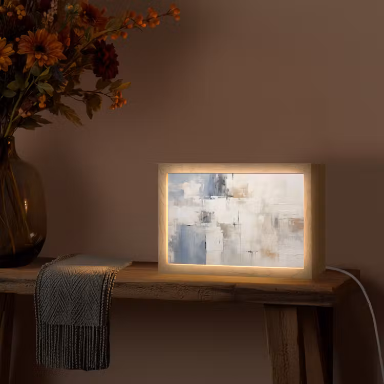 Aquarel - Abstract - Kunst Light Box met kabel (Tafellamp) klein -sfeer4