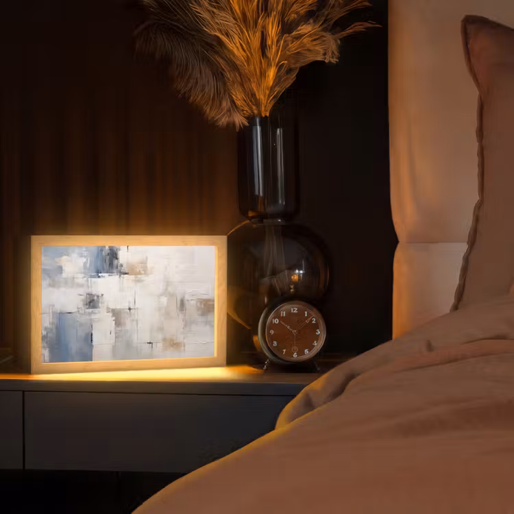 Aquarel - Abstract - Kunst Light Box met kabel (Tafellamp) klein -sfeer1