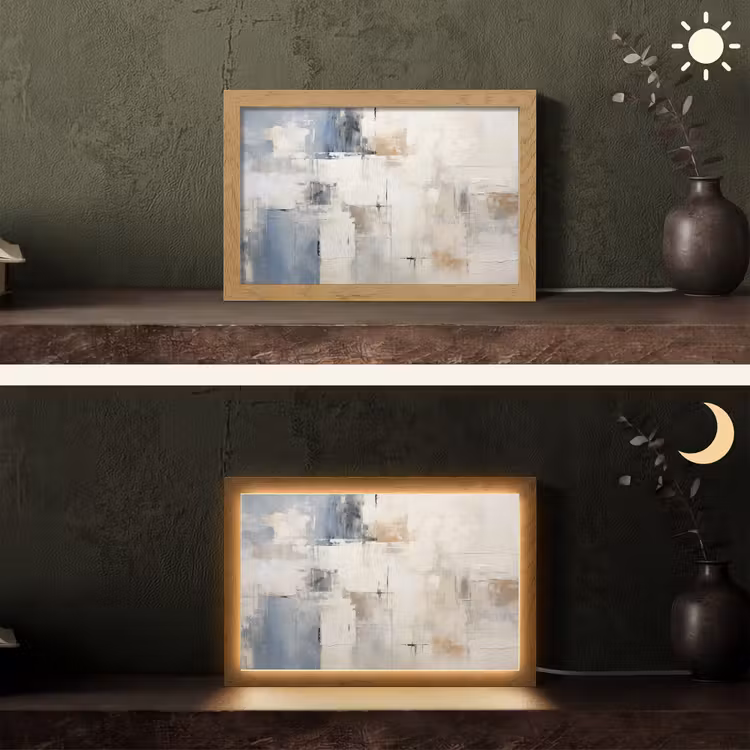 Aquarel - Abstract - Kunst Light Box met kabel (Tafellamp) klein -sfeer3