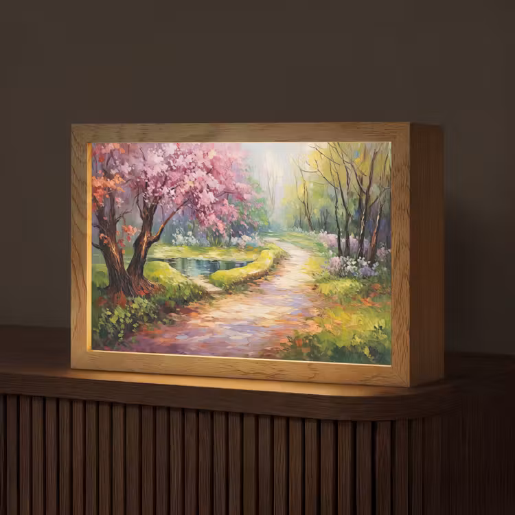 Watercolor - Natuur - Bomen - Kunst - Bloemen Light Box met kabel (Tafellamp) klein -z3d_website