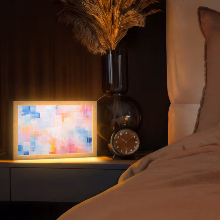 Aquarel - Pastel - Abstract - Kunst Light Box met kabel (Tafellamp) klein -sfeer1