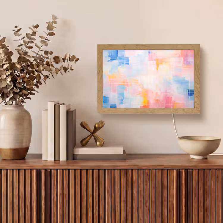 Aquarel - Pastel - Abstract - Kunst Light Box met kabel (Tafellamp) klein -sfeer2