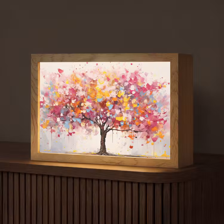 Aquarel - Boom - Kunst - Abstract Light Box met kabel (Tafellamp) klein -z3d_website