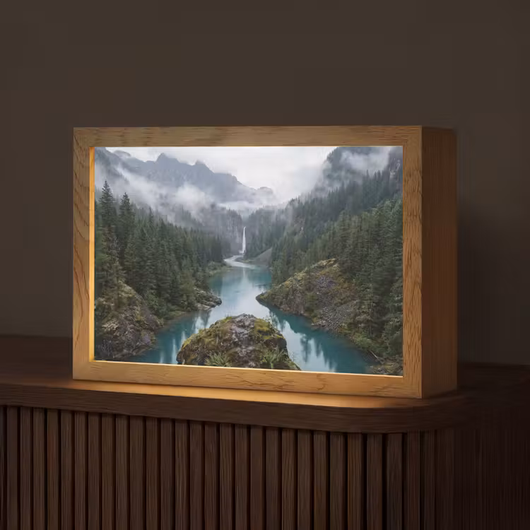 Waterval - Bomen - Bergen Light Box met kabel (Tafellamp) klein -z3d_website