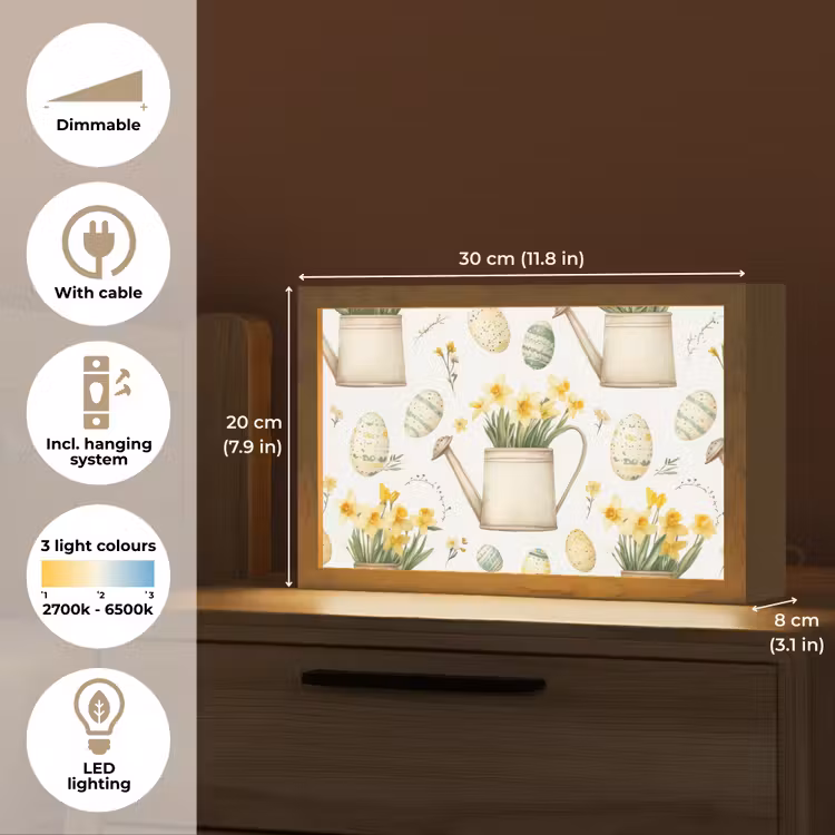 Gieter - Bloemen - Eieren Light Box met kabel (Tafellamp) klein -USP_EN