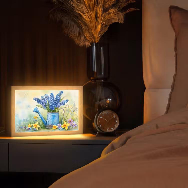 Gieter - Lavendel - Bloesems Light Box met kabel (Tafellamp) klein -sfeer1