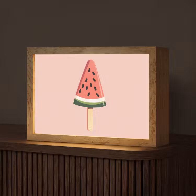 Watermeloen - Ijsje - Pitjes - Rood Light Box met kabel (Tafellamp) klein -z3d_website
