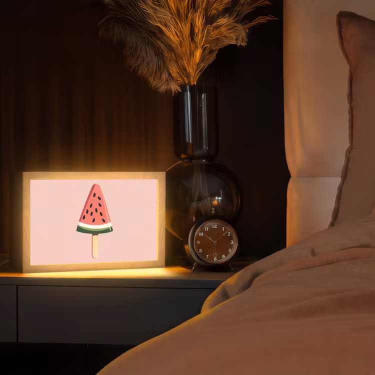 Watermeloen - Ijsje - Pitjes - Rood Light Box met kabel (Tafellamp) klein -sfeer1
