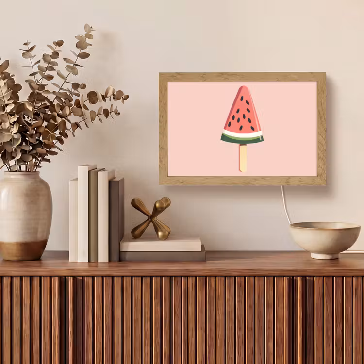 Watermeloen - Ijsje - Pitjes - Rood Light Box met kabel (Tafellamp) klein -sfeer2