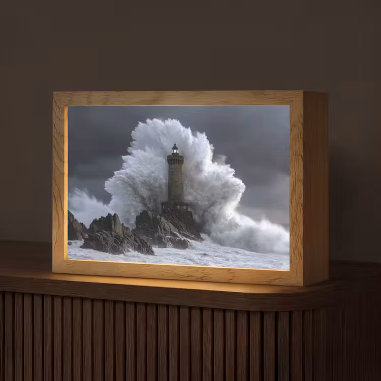 Golf - Vuurtoren - Schuimend water Light Box met kabel (Tafellamp) klein -z3d_website