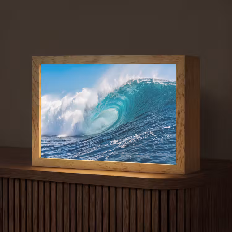 Golf - Oceaan - Water - Dynamisch - Blauw Light Box met kabel (Tafellamp) klein -z3d_website