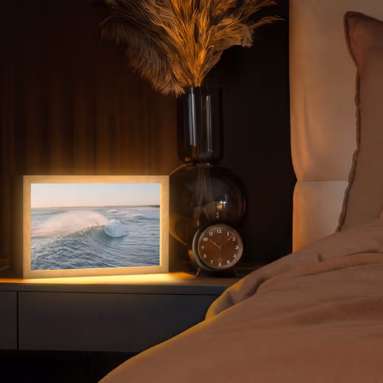 Golf - Zee - Water Light Box met kabel (Tafellamp) klein -sfeer1