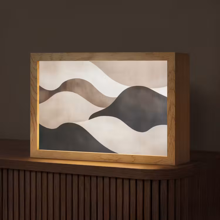 Golven - Abstract - Beige Light Box met kabel (Tafellamp) klein -z3d_website