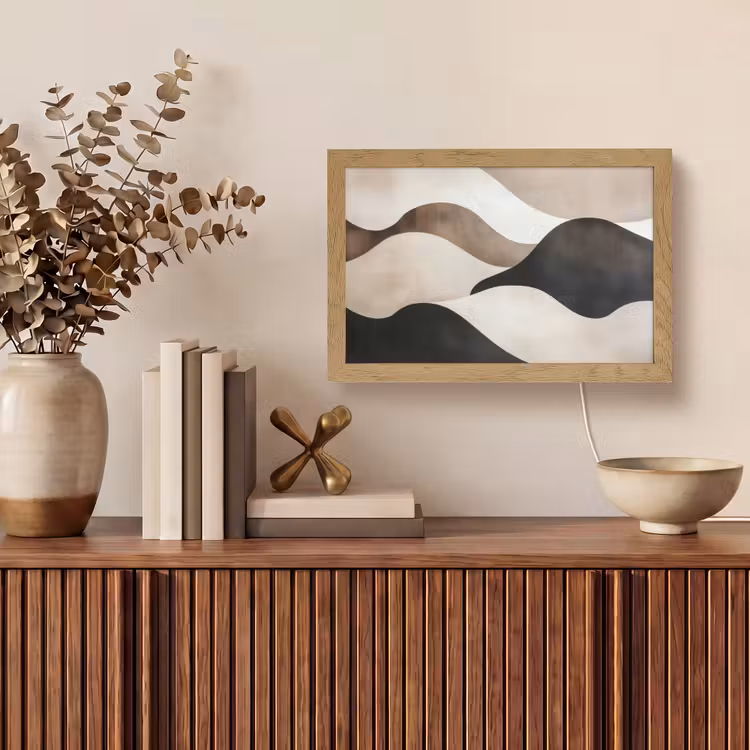 Golven - Abstract - Beige Light Box met kabel (Tafellamp) klein -sfeer2