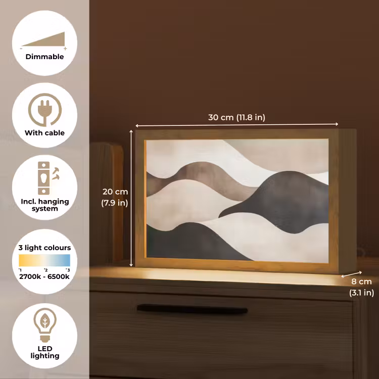 Golven - Abstract - Beige Light Box met kabel (Tafellamp) klein -USP_EN