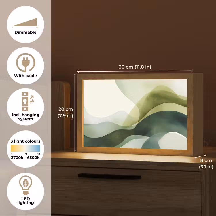 Golven - Abstract - Lichtgroen - Sierlijk Light Box met kabel (Tafellamp) klein -USP_EN