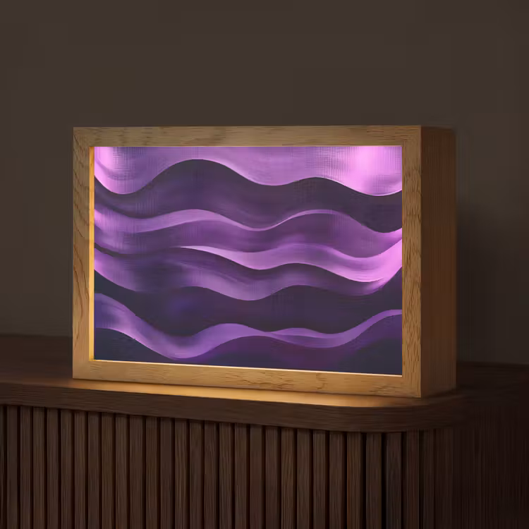 Golven - Abstract - Paars Light Box met kabel (Tafellamp) klein -z3d_website