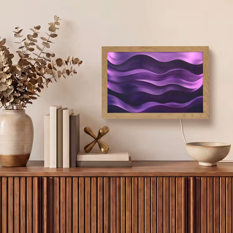 Golven - Abstract - Paars Light Box met kabel (Tafellamp) klein -sfeer2