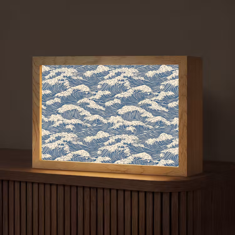 Golven - Klassiek - Blauw Light Box met kabel (Tafellamp) klein 924 -z3d_website