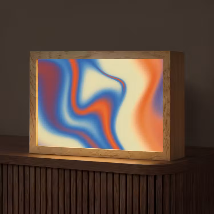 Golven - Kleurrijk - Abstract Light Box met kabel (Tafellamp) klein -z3d_website