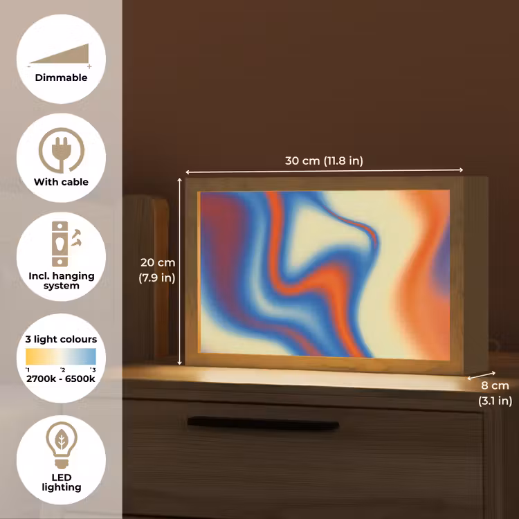 Golven - Kleurrijk - Abstract Light Box met kabel (Tafellamp) klein -USP_EN