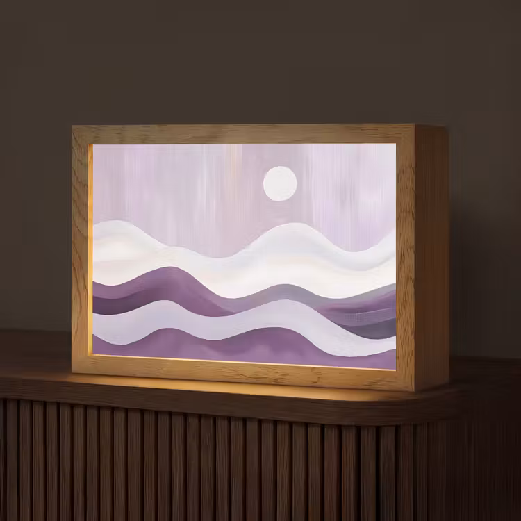 Golven - Heuvels - Abstract - Paars Light Box met kabel (Tafellamp) klein -z3d_website