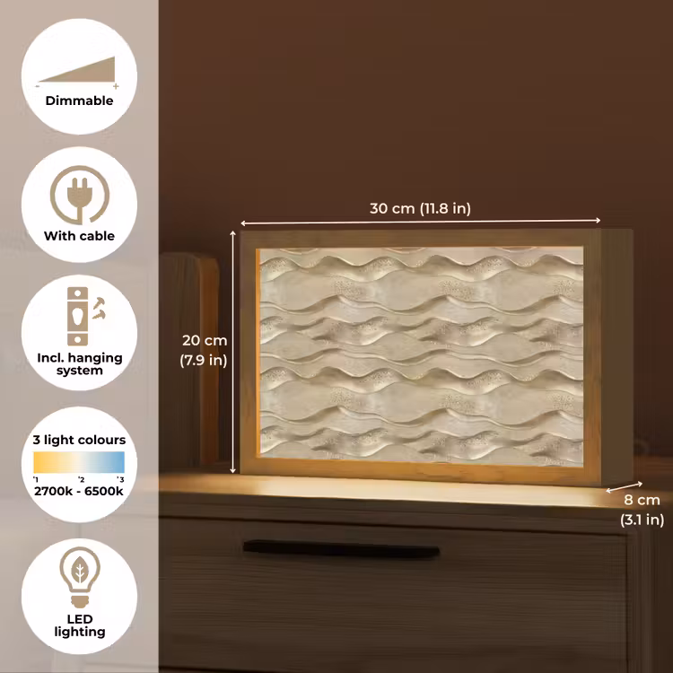 Golven - Patroon - Goud Light Box met kabel (Tafellamp) klein 924 -USP_EN