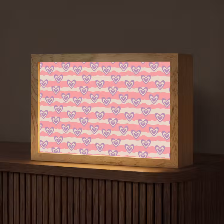 Golven - Patroon - Hartjes - Retro Light Box met kabel (Tafellamp) klein 924 -z3d_website