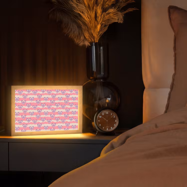 Golven - Patroon - Hartjes - Retro Light Box met kabel (Tafellamp) klein 924 -sfeer1