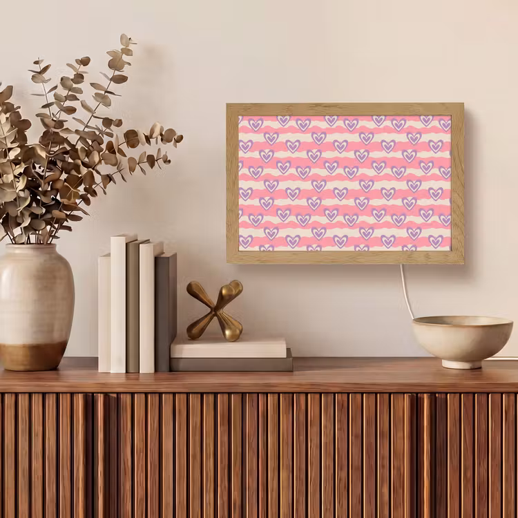 Golven - Patroon - Hartjes - Retro Light Box met kabel (Tafellamp) klein 924 -sfeer2