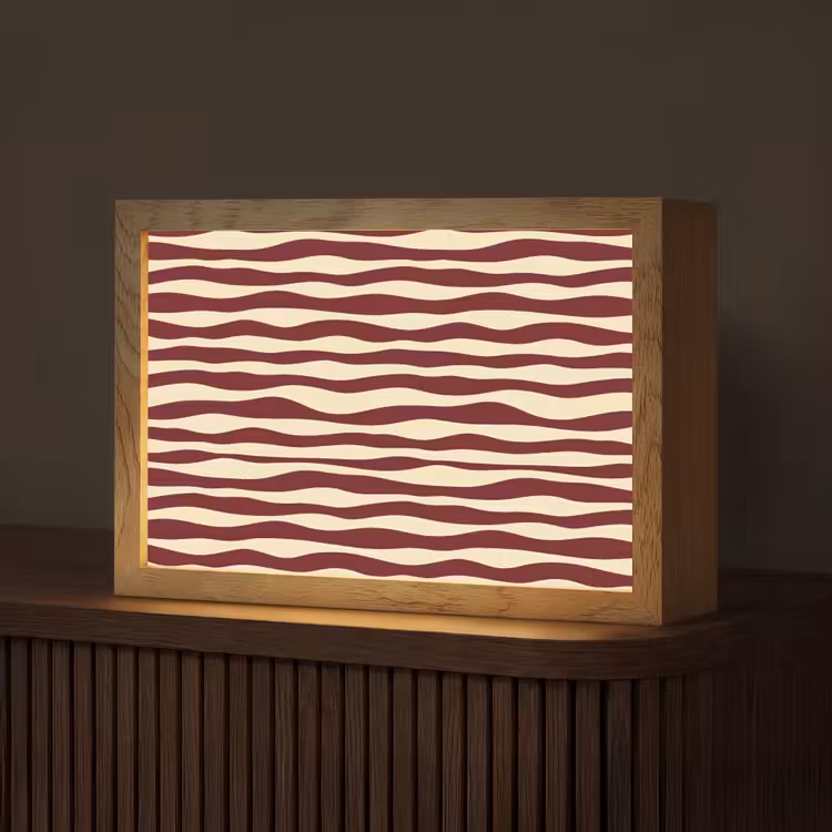 Golven - Rood - Patroon - Crème Light Box met kabel (Tafellamp) klein 924 -z3d_website