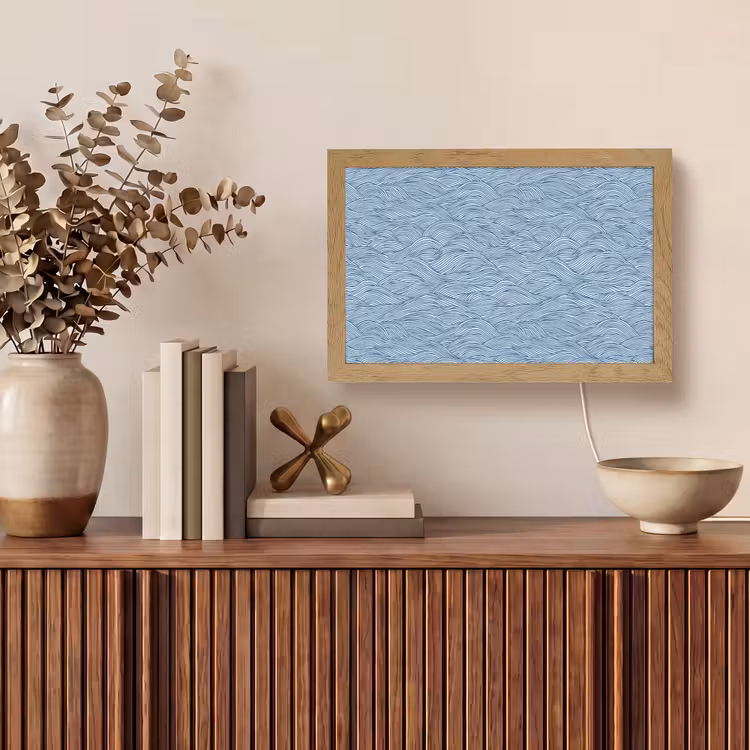 Golven - Ritmisch - Blauw Light Box met kabel (Tafellamp) klein 924 -sfeer2