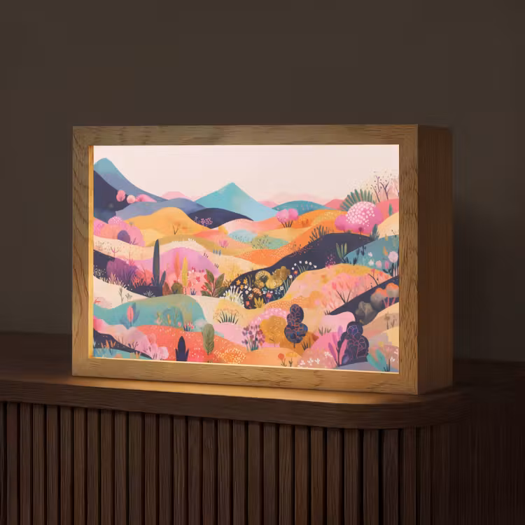 Golvende heuvels - Abstracte planten - Dromerig Light Box met kabel (Tafellamp) klein -z3d_website
