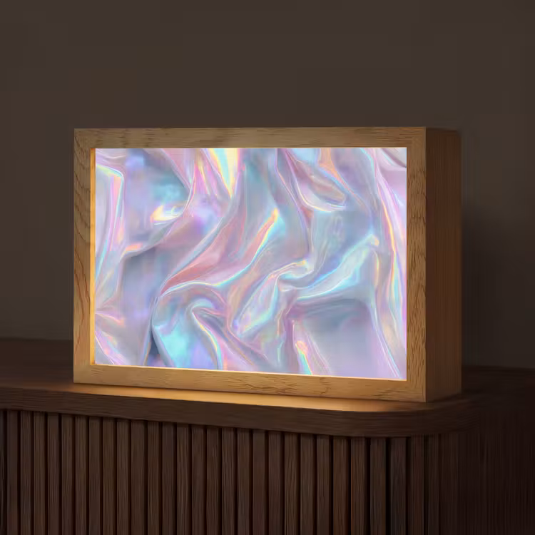 Golvend - Pasteltinten - Glanzend - Stof Light Box met kabel (Tafellamp) klein -z3d_website