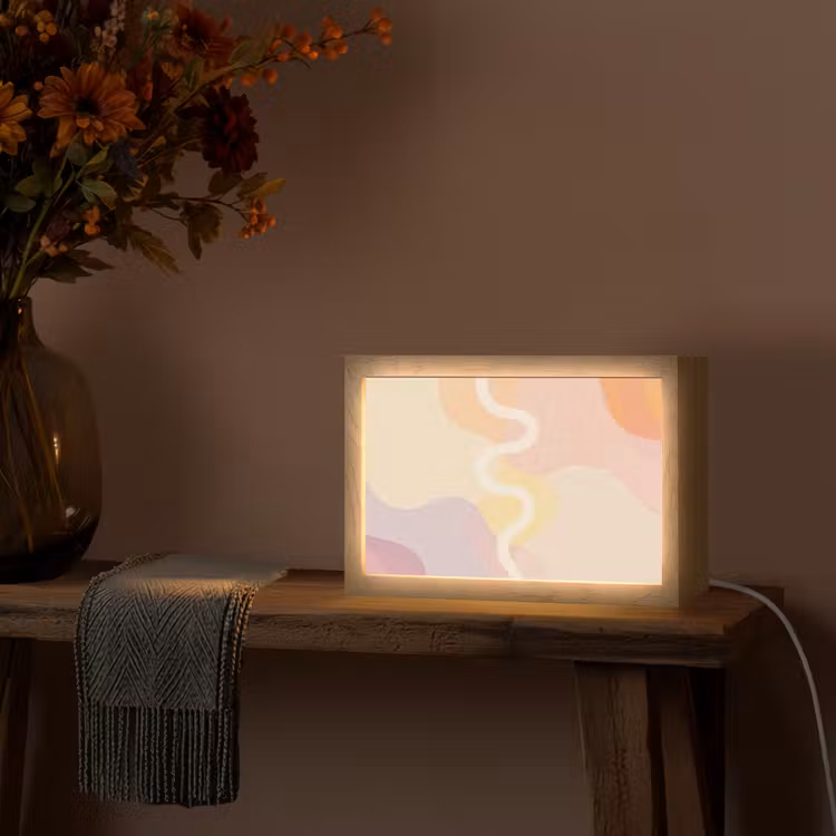 Golvende vormen - Abstract - pastel Light Box met kabel (Tafellamp) klein -sfeer4