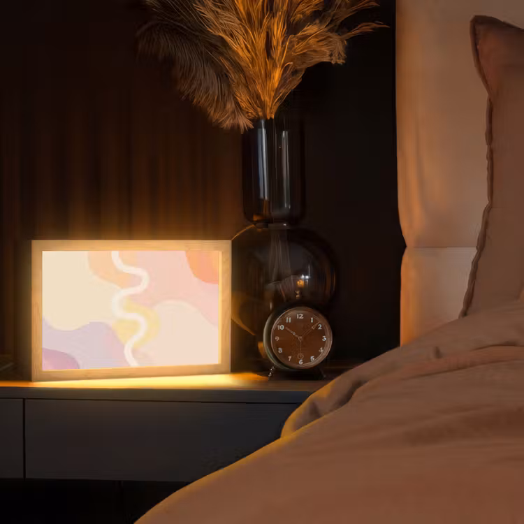 Golvende vormen - Abstract - pastel Light Box met kabel (Tafellamp) klein -sfeer1