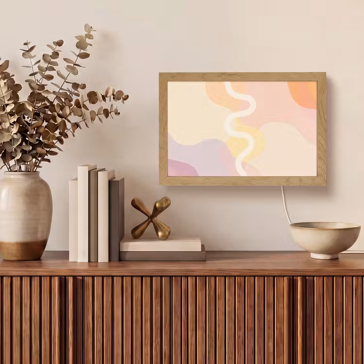Golvende vormen - Abstract - pastel Light Box met kabel (Tafellamp) klein -sfeer2