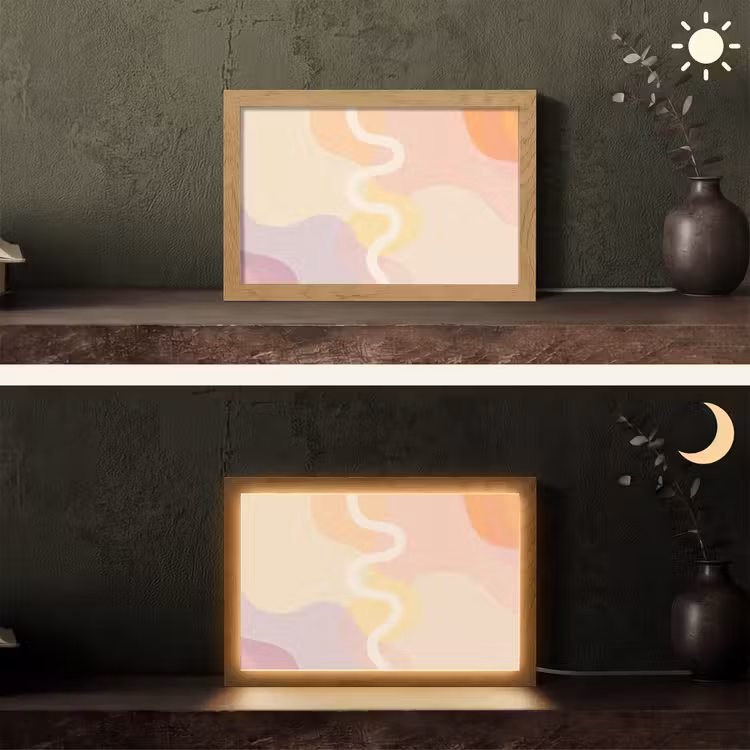 Golvende vormen - Abstract - pastel Light Box met kabel (Tafellamp) klein -sfeer3