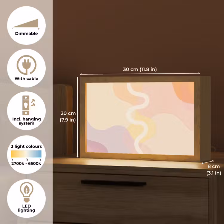 Golvende vormen - Abstract - pastel Light Box met kabel (Tafellamp) klein -USP_EN