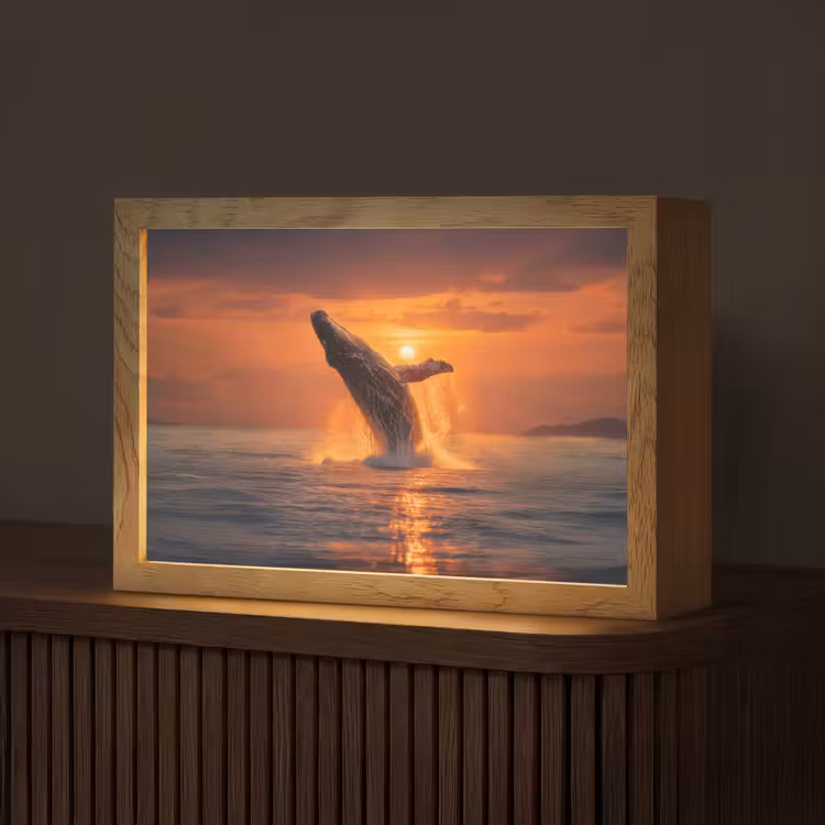 Walvis - Zon - Zee Light Box met kabel (Tafellamp) klein -z3d_website