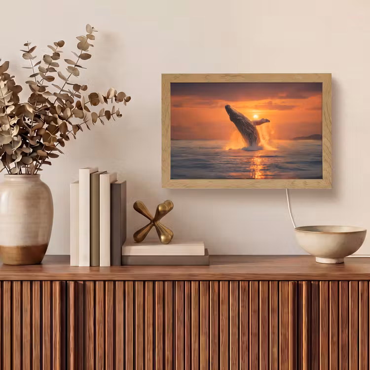 Walvis - Zon - Zee Light Box met kabel (Tafellamp) klein -sfeer2