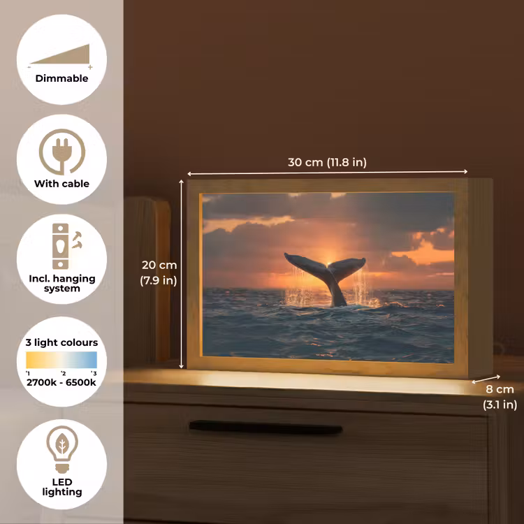 Walvis staart - Water - Zonsondergang Light Box met kabel (Tafellamp) klein -USP_EN