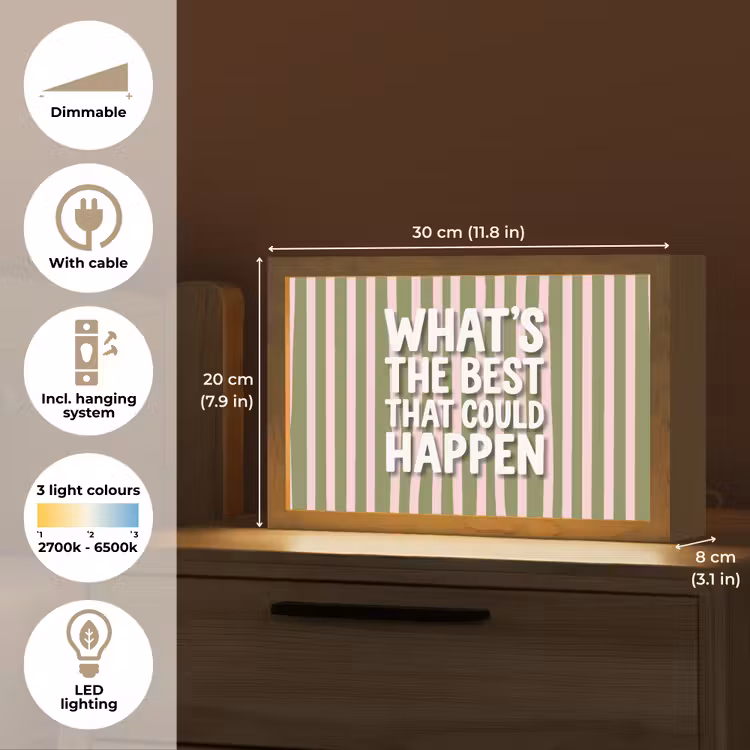 What's the best that could happen - Strepen - Groen - Roze Light Box met kabel (Tafellamp) klein -USP_EN