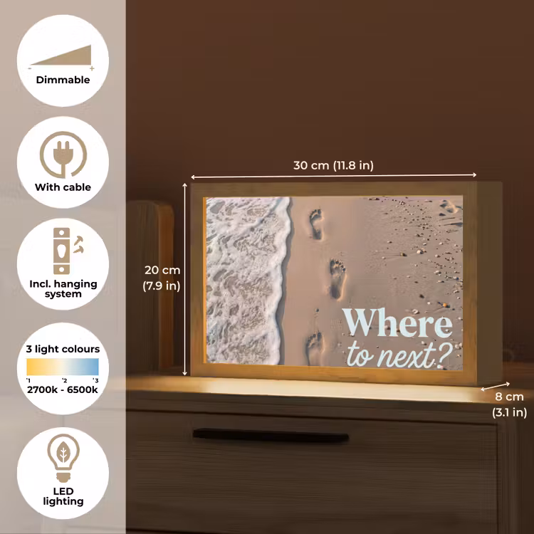 Where to next - Strand - Voetstappen Light Box met kabel (Tafellamp) klein -USP_EN